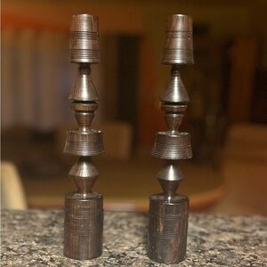 Vintage Handcrafted Solid Ebony Candle Holders